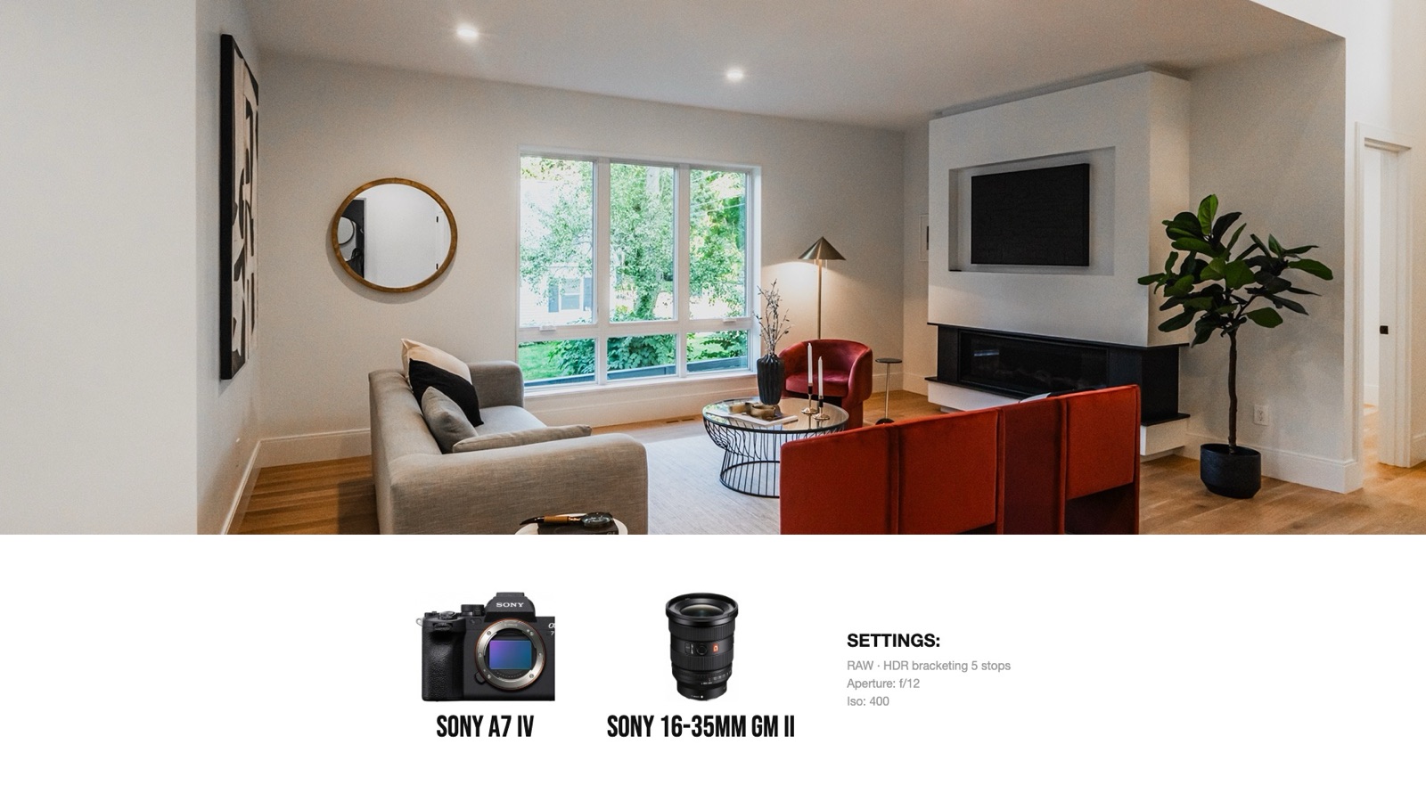 Frame and camera settings from Real Estate Photography