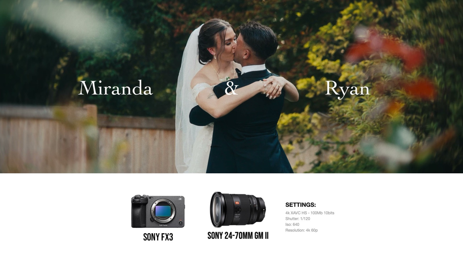 Frame and camera settings from Miranda & Ryan